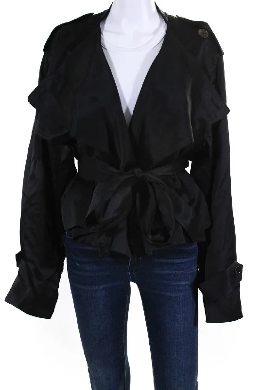 Mid - length women's down coats in a slim fit for a modern and sleek appearancePeter Do Womens Satin Waterfall Jacket Black Mid - length women's down coats in a slim fit for a modern and sleek appearancePeter Do Womens Satin Waterfall Jacket Black
