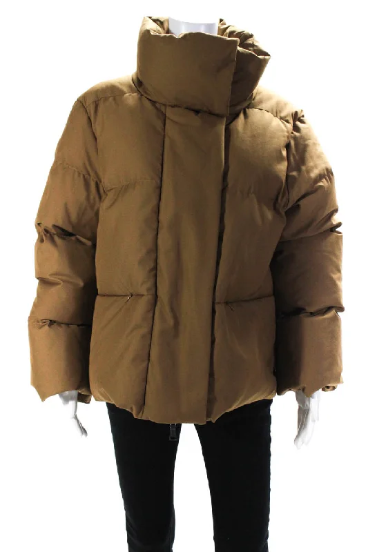 Women's faux fur coats in bright colors for a bold fashion statementSeventy Womens Long Sleeve Full Zip Collared Cropped Puffer Jacket Brown Women's faux fur coats in bright colors for a bold fashion statementSeventy Womens Long Sleeve Full Zip Collared Cropped Puffer Jacket Brown