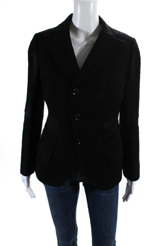 Women's knee - length wool blend coats with a fur collar for added warmthShiro Sakai Womens Three Button New Classic Tailored Jacket Jet Black