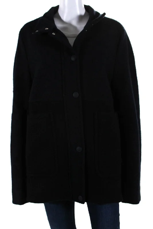 Women's waterproof parka coats with multiple pockets for practicalitySportmax Womens Navy Black Color Block Wool Mock Neck Long Sleeve Coat Women's waterproof parka coats with multiple pockets for practicalitySportmax Womens Navy Black Color Block Wool Mock Neck Long Sleeve Coat