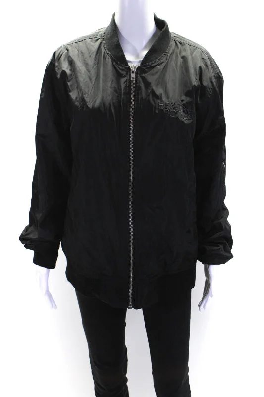Women's longline double - breasted camel coats for a sophisticated lookThe Met Womens Long Sleeves Full Zipper Bomber Jacket Black Women's longline double - breasted camel coats for a sophisticated lookThe Met Womens Long Sleeves Full Zipper Bomber Jacket Black