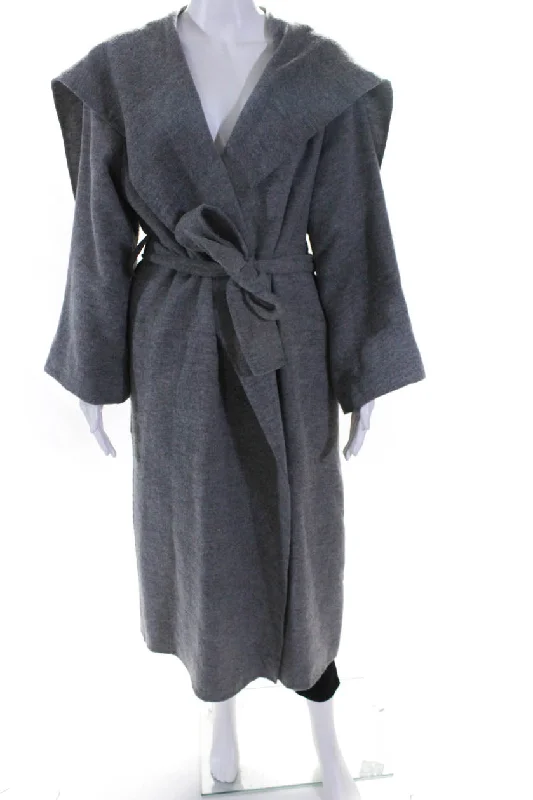 Women's reversible down coats with two - tone designs for versatile stylingThe Row Womens Wool Cashmere Toba Wrap Coat Jacket Gray Women's reversible down coats with two - tone designs for versatile stylingThe Row Womens Wool Cashmere Toba Wrap Coat Jacket Gray