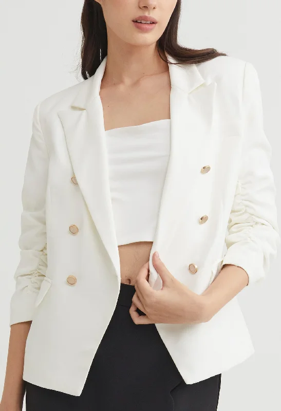 plus size women cardigan for comfortable layeringClassic Glam Three-Quarter Sleeved Blazer