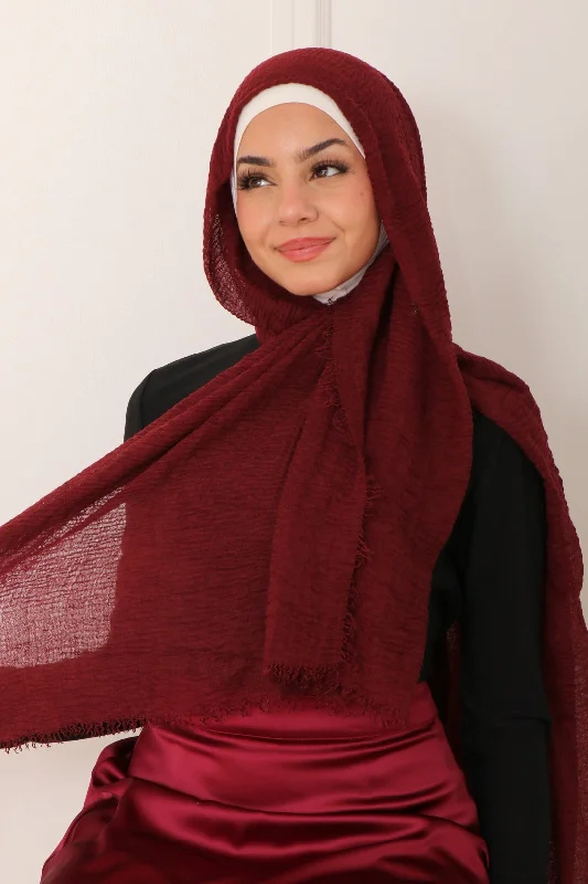 cashmere blend women cardigan for a luxurious feelPleated Cotton Scarf- Burgundy