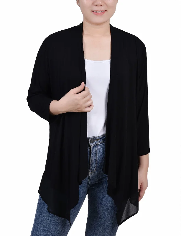 maternity women cardigan for expecting momsPetite 3/4 Sleeve Sharkbite Hem Cardigan
