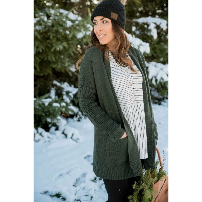 floral print women cardigan for a feminine touchRibbed Sleeve Cardigan