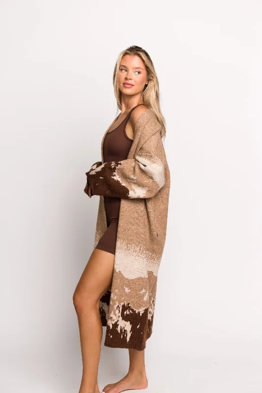 v neck women cardigan to elongate the necklineWide Open Spaces Duster Cardigan with Open Front in Taupe