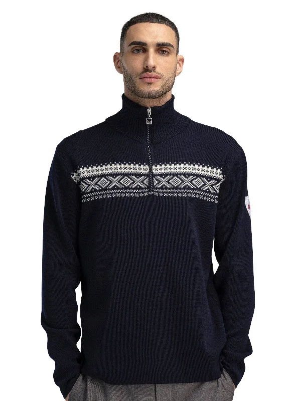 V - Neck Women's Ribbed Wool Sweaters for FallDale of Norway - Dalestolen Sweater - White/Navy