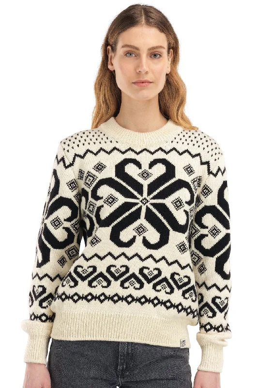 Plus Size Women's Embroidered Sweaters in Ethnic StylesDale of Norway - Falkeberg Feminine Sweater - Off-White/Black