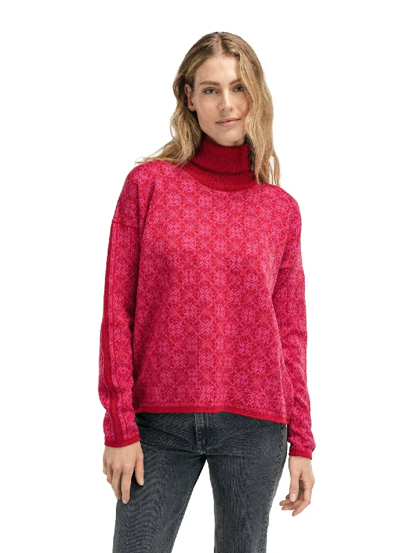 Button - Down Women's Shetland Wool Sweaters in Traditional PatternsDale of Norway - Firda Women's Sweater - Raspberry