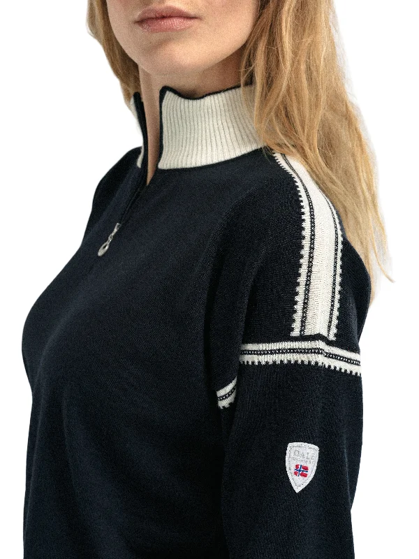 Split - Hem Women's Linen Blend Sweaters for SpringDale of Norway - Sandvik Feminine Sweater - Black