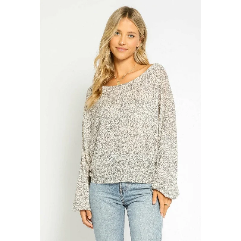 Button - Down Women's Shetland Wool Sweaters in Traditional PatternsGrey Leopard Sweater