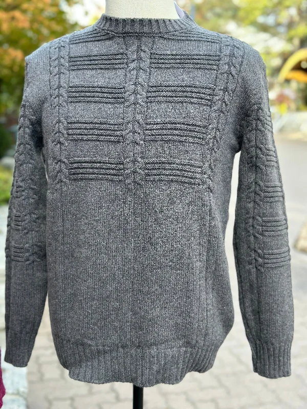 Sleeveless Women's Silk - Trimmed Sweaters for SummerIrish - Cable Crewneck - Charcoal
