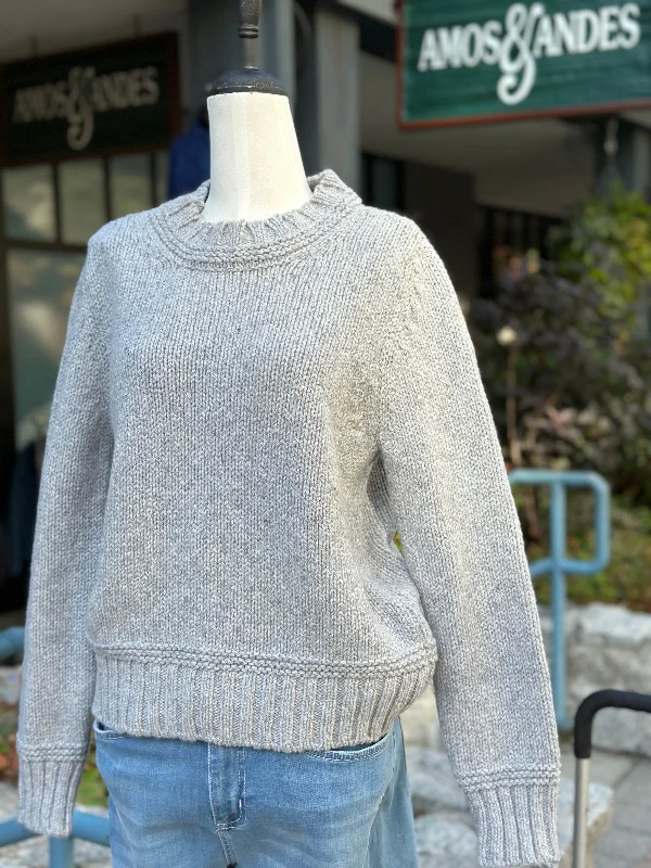 Tie - Front Women's Lambswool Sweaters in Pastel HuesIrish - Classic Crewneck - Dove