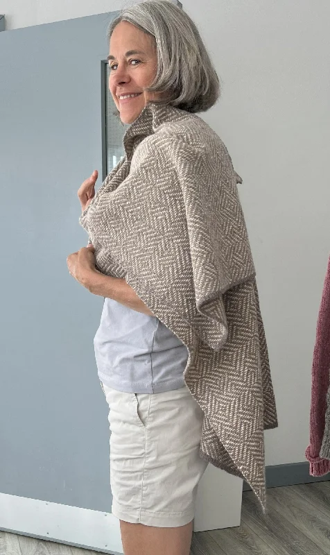 Cropped Women's Angora Blend Sweaters for a Trendy LookIrish - The Seal Wrap - Mocha