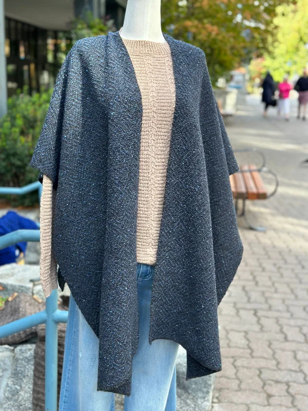 Mock Neck Women's Alpaca Wool Sweaters in Earth TonesIrish - The Seal Wrap - Navy