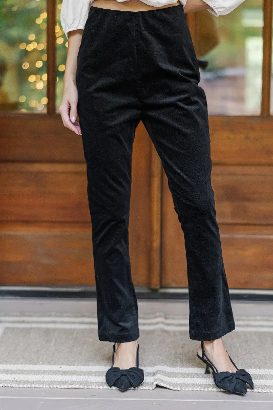 Plus Size Women's Belted Cable Knit SweatersOn Your Way Black Corduroy Pants