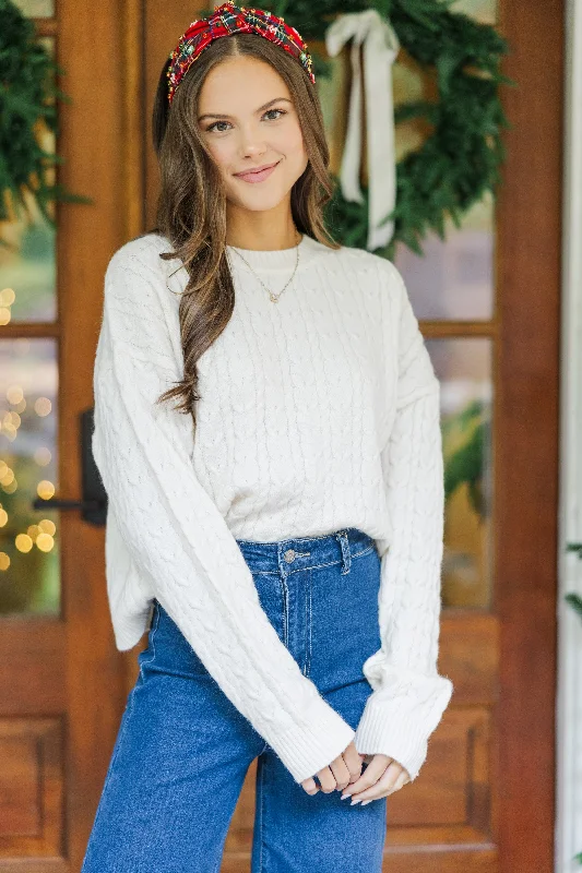 Mock Neck Women's Alpaca Wool Sweaters in Earth TonesTell Me Everything Cream Cable Knit Crop Sweater