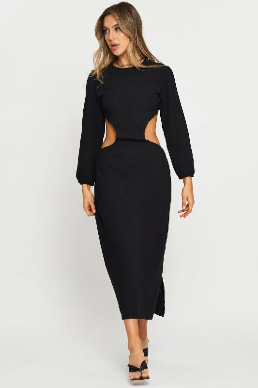Mini Women Dress with a Short Hem for a Young and Trendy StyleBlack Maxi Dress Long Sleeve
