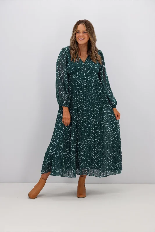 Printed Abstract Women Dress for a Modern and Artistic AppealBoho Australia Kasey Dress Green White