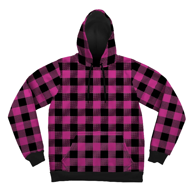 Women's sweatshirt with a mesh panel insert for breathability during workoutsNeon Pink Black Plaid Women's sweatshirt with a mesh panel insert for breathability during workoutsNeon Pink Black Plaid