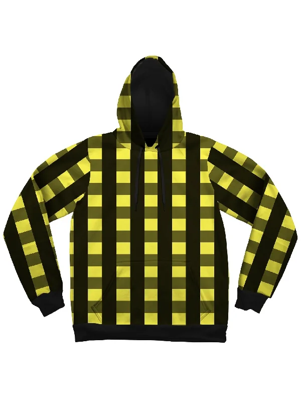 Women's cropped sweatshirt with a lace - trimmed hem for a romantic lookNeon Yellow Black Plaid