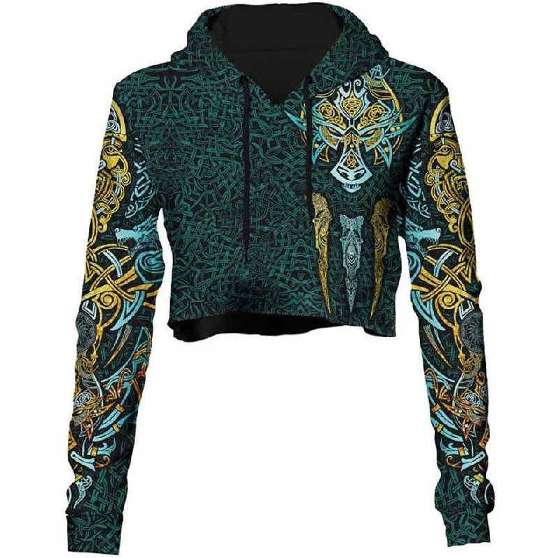 Women's quarter - zip sweatshirt made of organic cotton for eco - conscious fashionFenrir Crop Hoodie Women's quarter - zip sweatshirt made of organic cotton for eco - conscious fashionFenrir Crop Hoodie