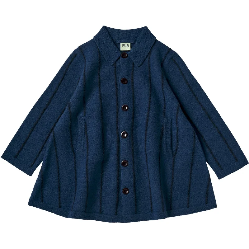 Women's moto jackets with a lace - up front for a unique and stylish touchFUB Pond Blue Felted Coat