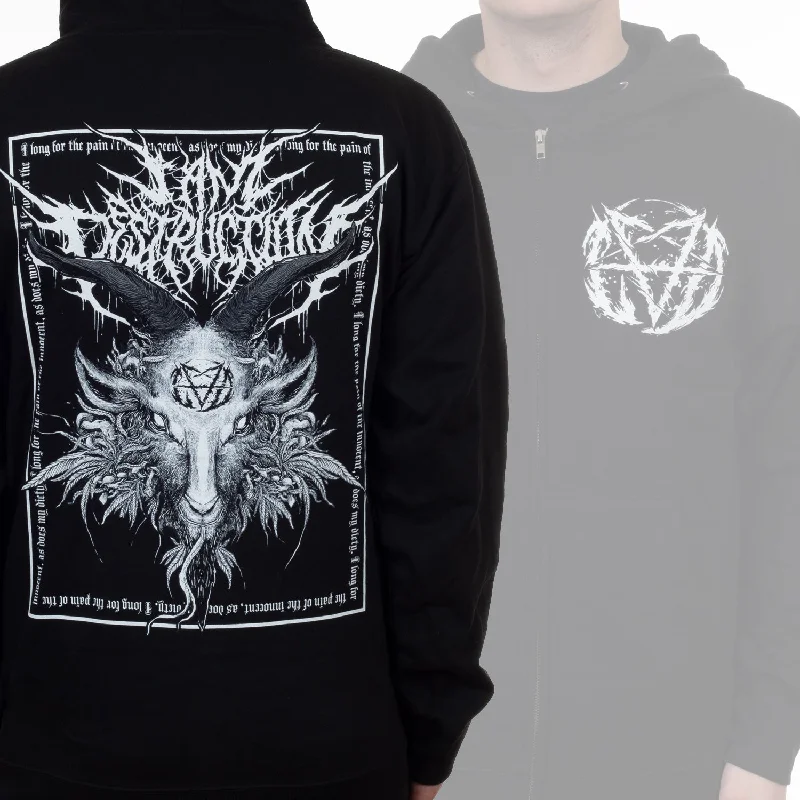 Women's cropped sweatshirt with a slogan graphic for a fun and expressive lookI Am Destruction "Goat Pentagram" Zip Hoodie