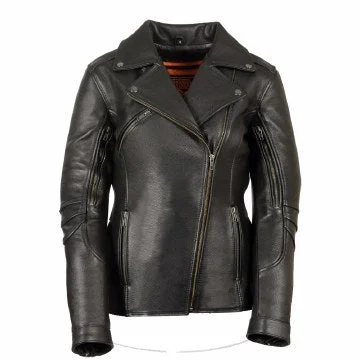 Women's moto jackets with a lace - up front for a unique and stylish touchLadies Vented MC Jacket Black Women's moto jackets with a lace - up front for a unique and stylish touchLadies Vented MC Jacket Black