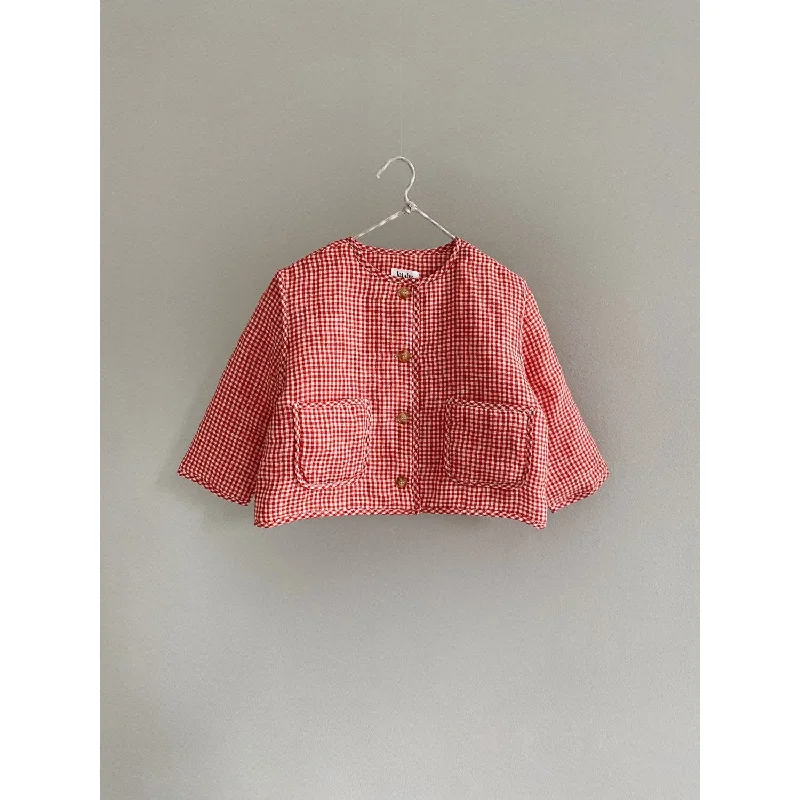 Women's quilted puffer jackets in a cropped silhouette for a modern twistLalaby Cherry Check Frey Jacket