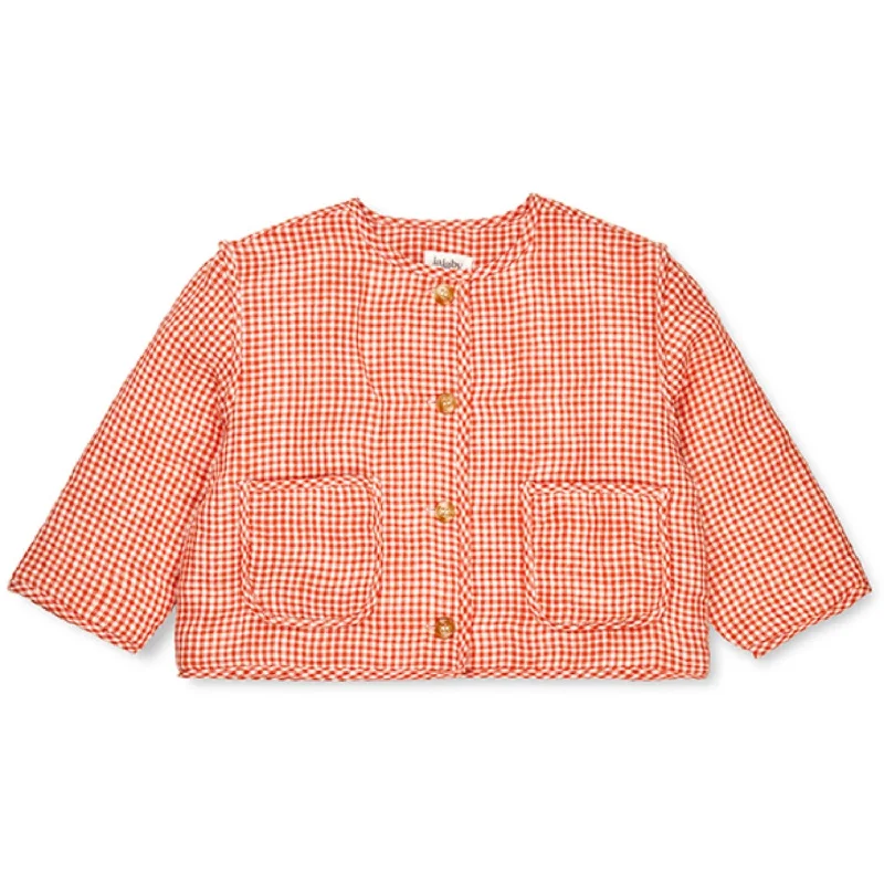 Women's cropped leather jackets with a fringe detail for a western - inspired outfitLalaby Cherry Check Frey Jacket