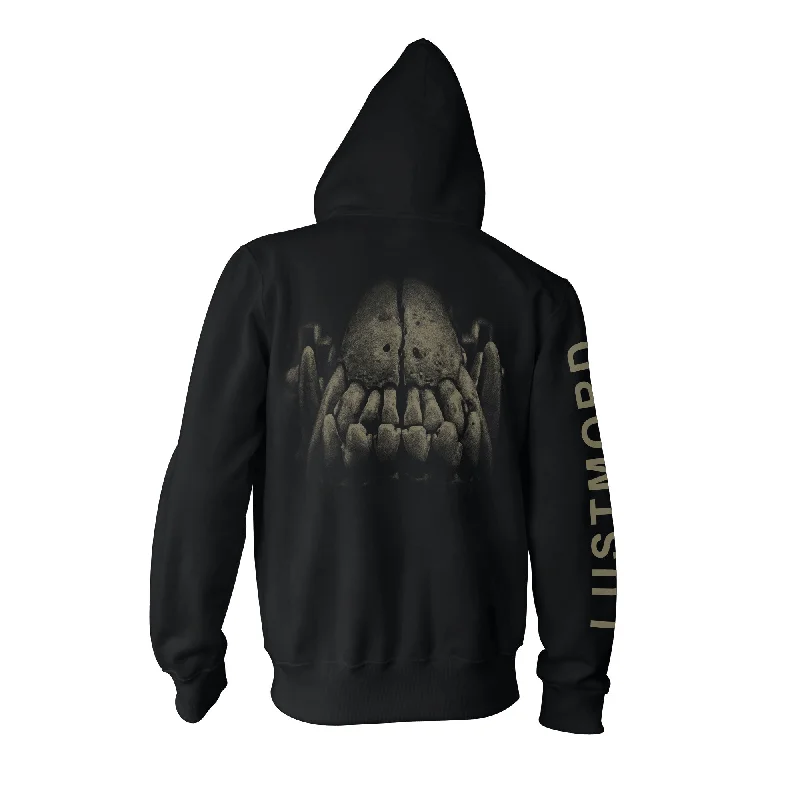 Women's cropped sweatshirt with a slogan graphic for a fun and expressive lookLustmord "Teeth" Zip Hoodie Women's cropped sweatshirt with a slogan graphic for a fun and expressive lookLustmord "Teeth" Zip Hoodie