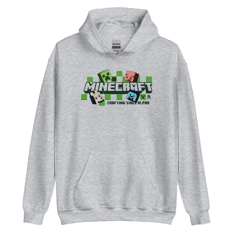 Women's crew - neck sweatshirt in a heather gray shade for a classic and versatile optionMinecraft 15th Anniversary Crafting Since Alpha Adult Hoodie Women's crew - neck sweatshirt in a heather gray shade for a classic and versatile optionMinecraft 15th Anniversary Crafting Since Alpha Adult Hoodie