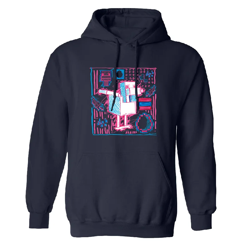 Women's sweatshirt with a mesh panel insert for breathability during workoutsMinecraft Acid Sketch Chicken Adult Hoodie