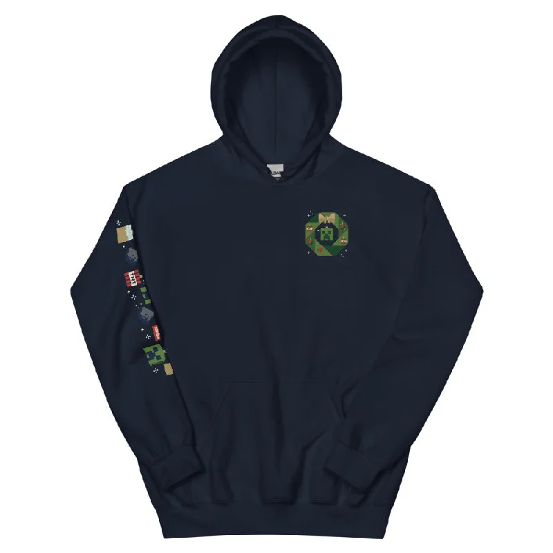 Women's sweatshirt with a mesh panel insert for breathability during workoutsMinecraft Creeper Holiday Wreath Adult Hoodie Women's sweatshirt with a mesh panel insert for breathability during workoutsMinecraft Creeper Holiday Wreath Adult Hoodie