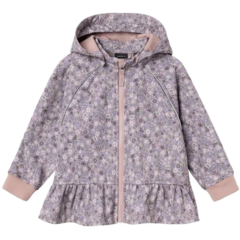 Women's faux fur - trimmed denim jackets for a trendy and cozy styleName it Deauville Mauve Alfa08 Softshell Jacket Small Flower