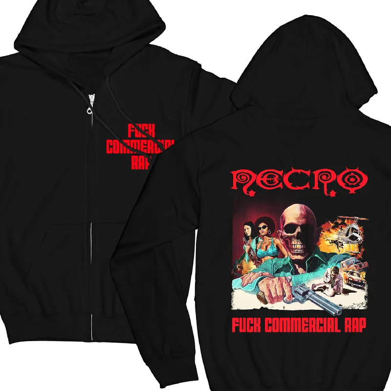 Women's sherpa - lined hoodie for extreme cold weather outdoor activitiesNecro "F**k Commerical Rap" Zip Hoodie Women's sherpa - lined hoodie for extreme cold weather outdoor activitiesNecro "F**k Commerical Rap" Zip Hoodie