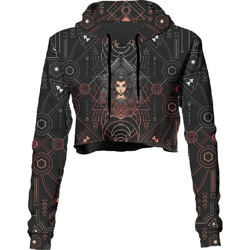 Women's oversized cropped hoodie with drawstrings for a trendy lookNeo Geisha Crop Hoodie
