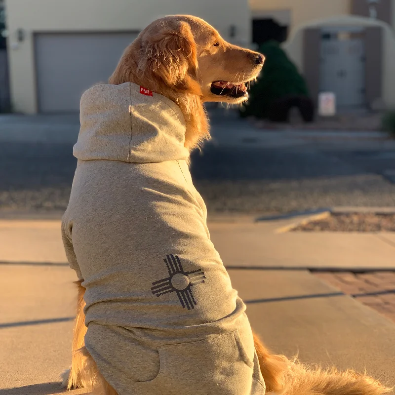Women's sweatshirt with a mesh panel insert for breathability during workoutsNew Mexico Zia Dog Hoodie
