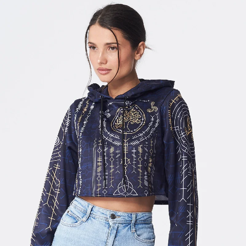 Women's pullover hoodie with a side slit for a modern and relaxed fitOgham Crop Hoodie
