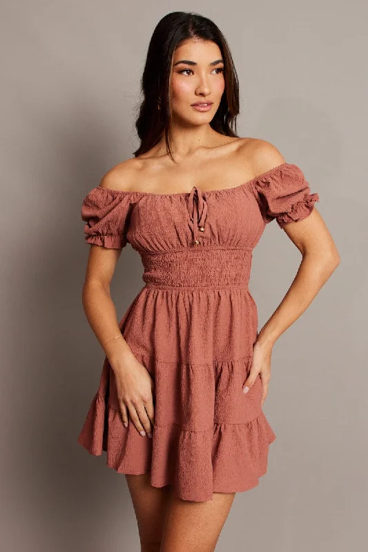 Ball Gown Women Dress with a Full Skirt for a Princess - like LookPink Fit And Flare Dress Mini
