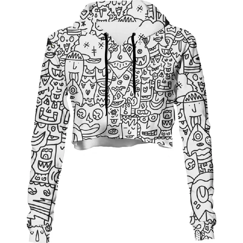 Women's zip - up sweatshirt in pastel blue for a soft and stylish outfitPretty Done's Doodle Crop Hoodie Women's zip - up sweatshirt in pastel blue for a soft and stylish outfitPretty Done's Doodle Crop Hoodie