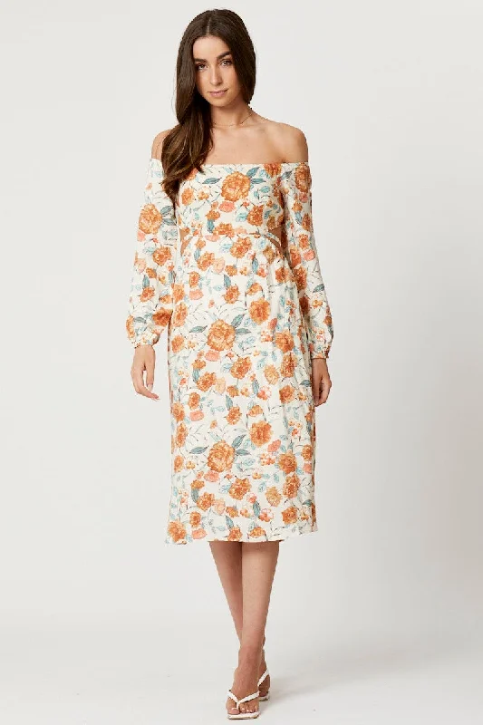 Halter Neck Women Dress to Show Off the Shoulders and NecklinePrint Long Sleeve Cut Out Dress