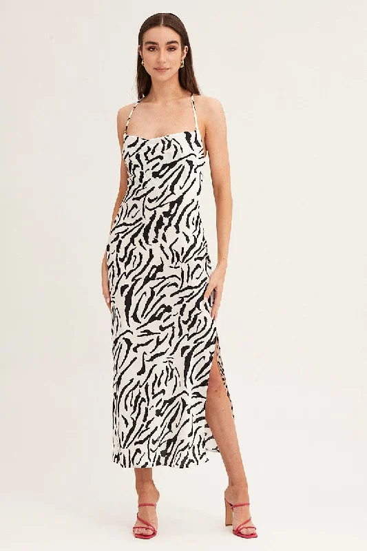 Backless Women Dress for a Sexy and Alluring Look at Evening EventsPrint Midi Dress