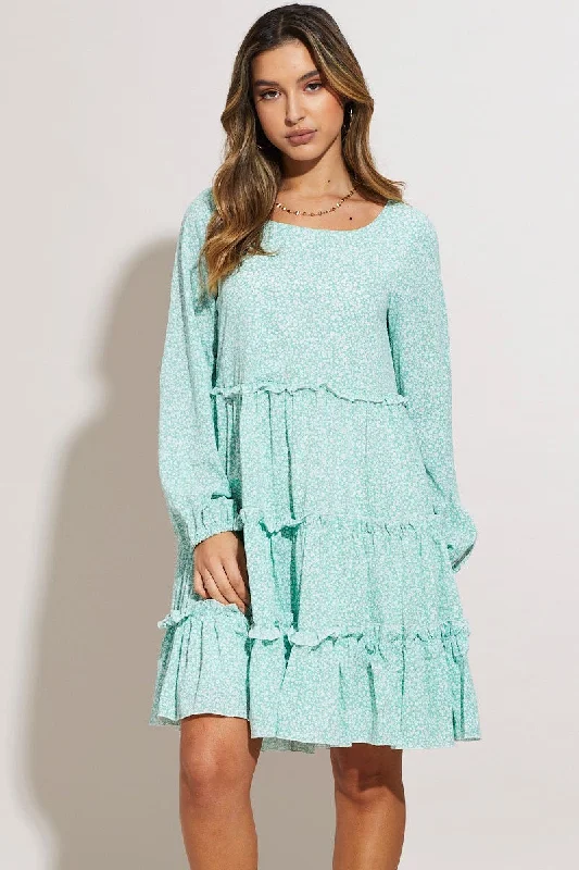 Sheath Women Dress with a Tailored Fit for a Professional LookPrint Mini Dress Long Sleeve