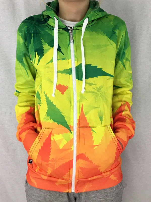 Women's hoodie with a detachable hood for customizable stylingRasta Ganja Unisex Zip Hoodie