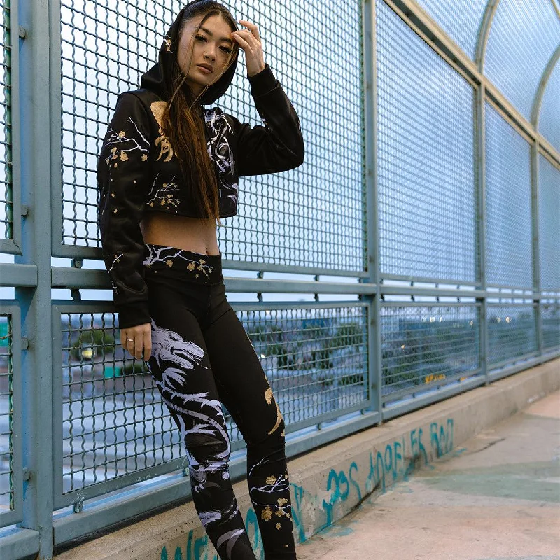 Women's pullover hoodie with a side slit for a modern and relaxed fitTatsu Crop Hoodie & Leggings Set