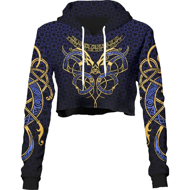 Women's fleece - lined hoodie with thumbholes for warmth in winterThe Great Serpent Crop Hoodie Women's fleece - lined hoodie with thumbholes for warmth in winterThe Great Serpent Crop Hoodie