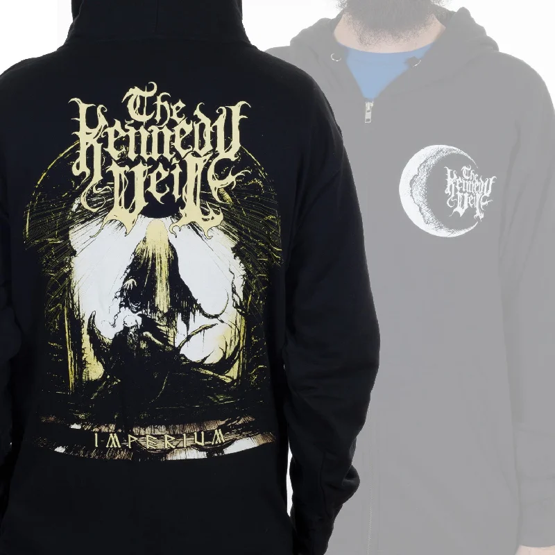 Women's oversized cropped hoodie with drawstrings for a trendy lookThe Kennedy Veil "Imperium" Zip Hoodie
